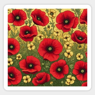 Red Poppy Flower Sticker